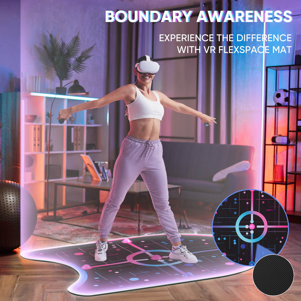 VR Boundary Mat - Anti-Slip Comfort for Gaming & Workouts