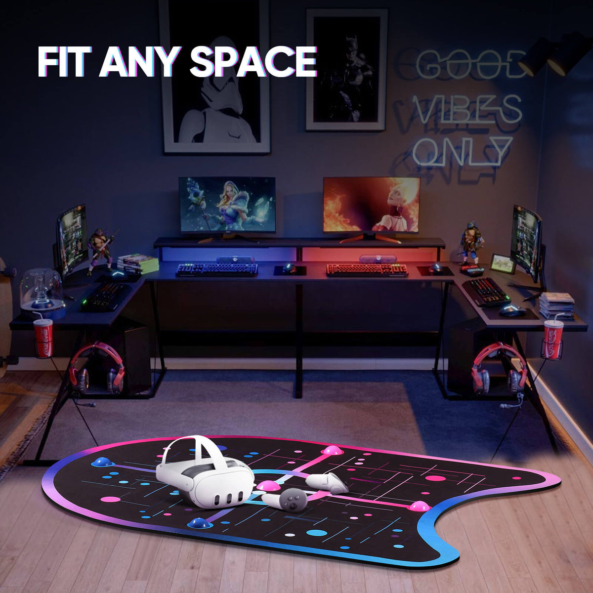 VR Boundary Mat - Anti-Slip Comfort for Gaming & Workouts