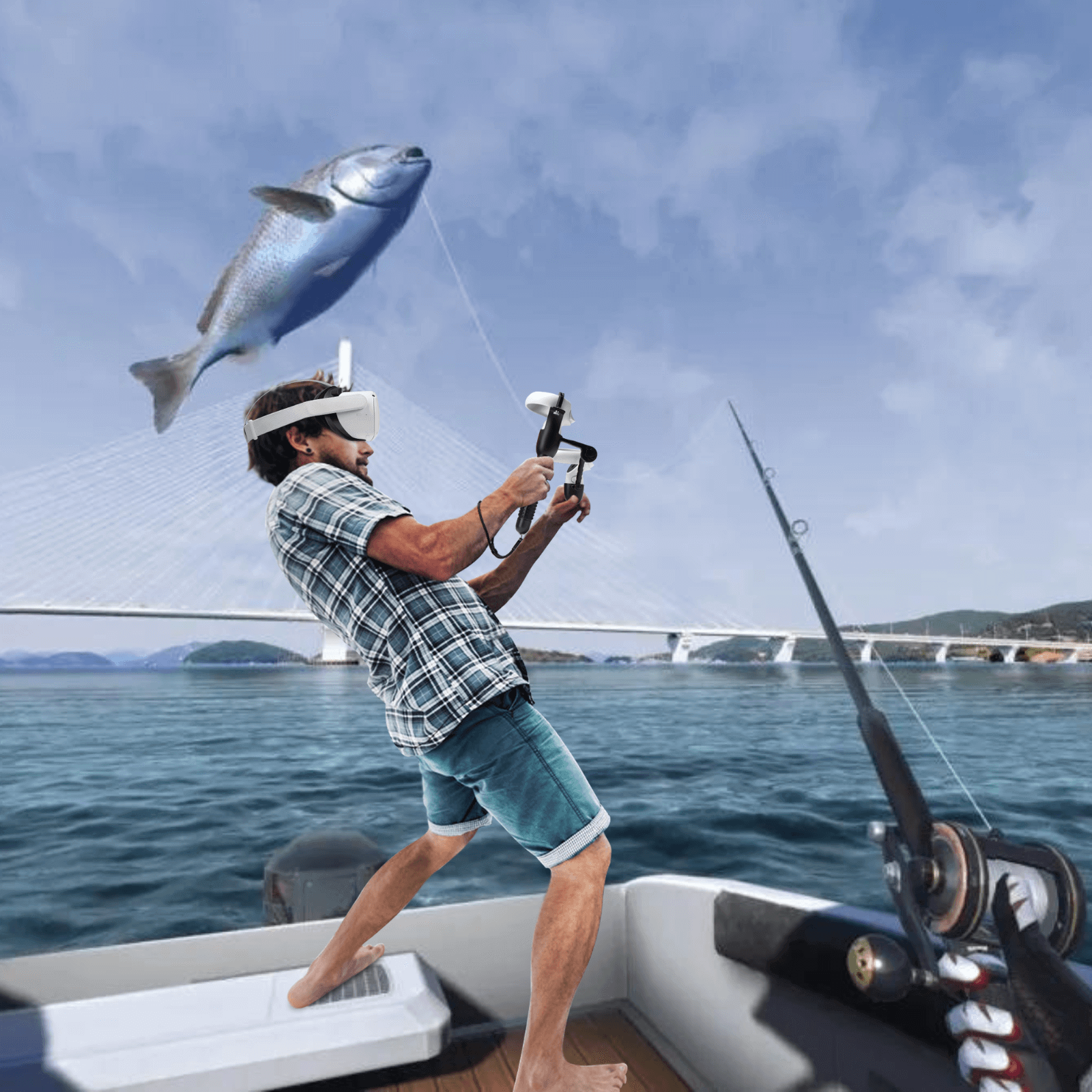 eq fishing pole quest Quest 2 Fishing Rod for Real VR Fishing